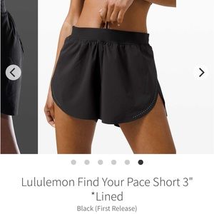 Lululemon - Find Your Pace 3” Short - Size 4 - Black
